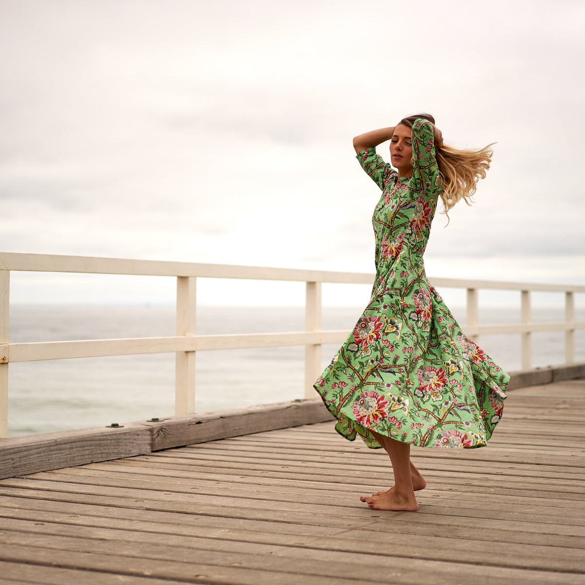Nandini Retro Petal Cotton Maxi Dress – styled look