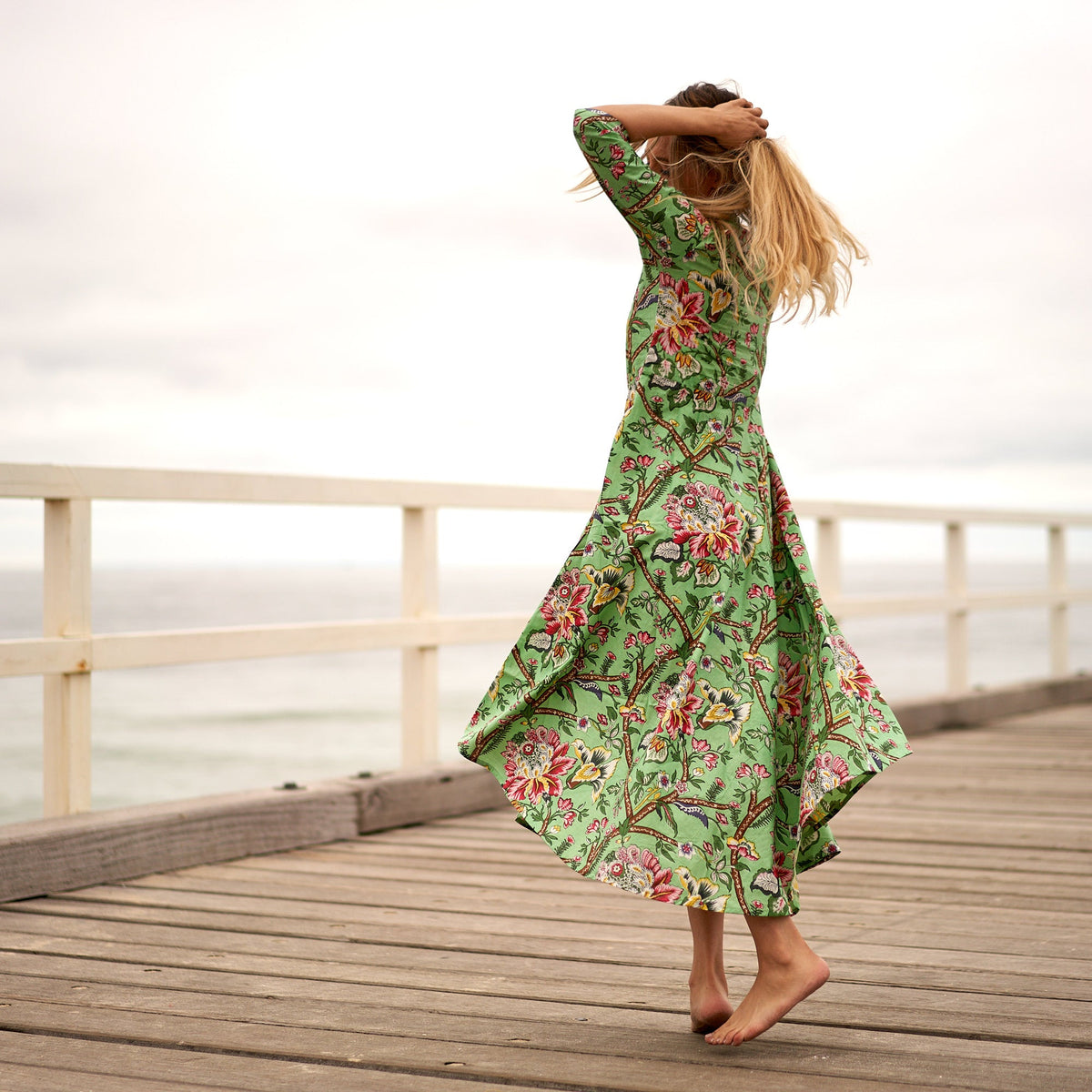 Nandini Retro Petal Cotton Maxi Dress – front view