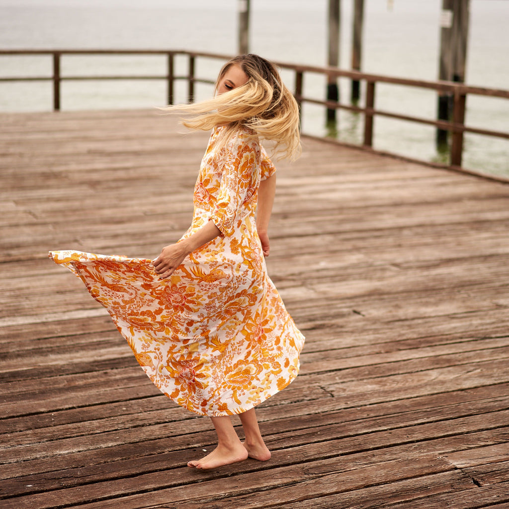 Nila Citrine Oasis Cotton Umbrella Maxi Dress – front view