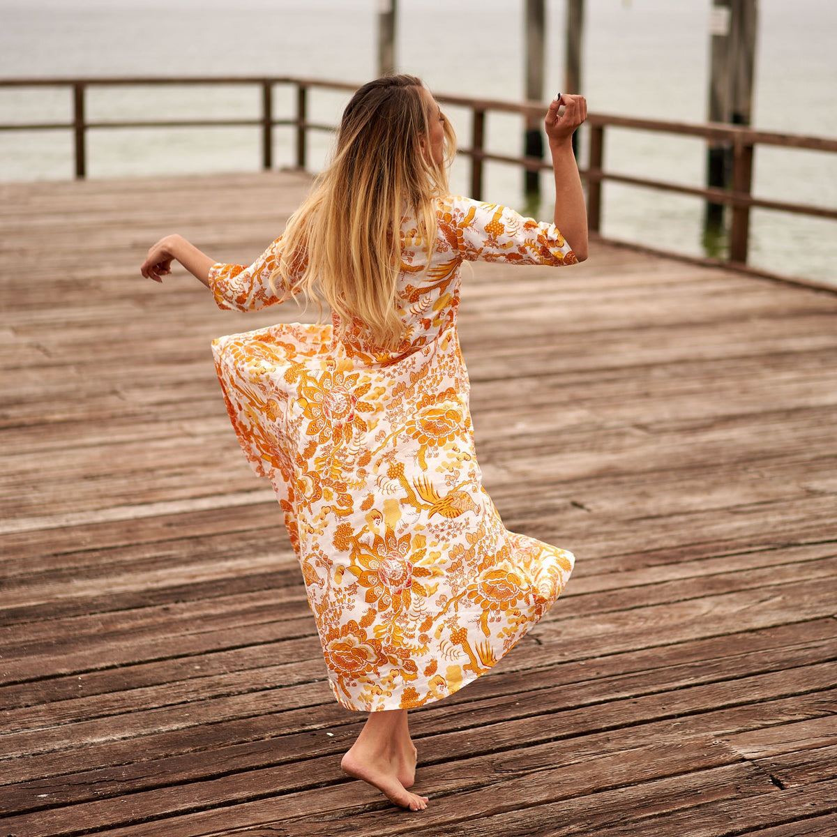 Nila Citrine Oasis Cotton Umbrella Maxi Dress – side view