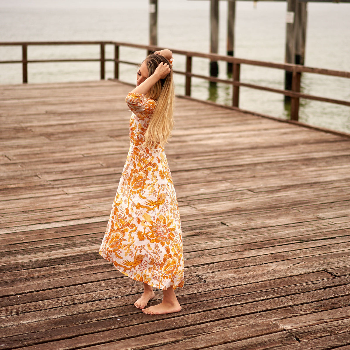 Nila Citrine Oasis Cotton Umbrella Maxi Dress – back view