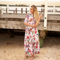 Pallavi Island Bird Cotton Umbrella Maxi Dress – front view
