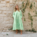 Mahika Mint Floral Cotton Maxi Dress – front view