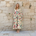 Ria Resort Print Cotton Wrap Maxi Dress – front view