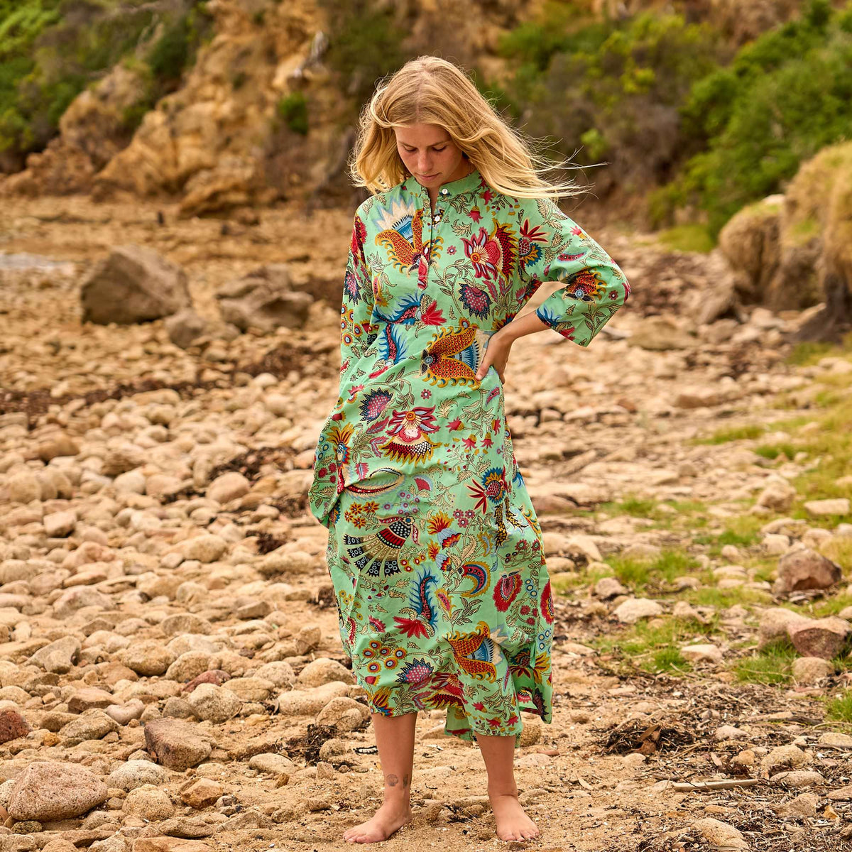 Sitara Vibrant Floral Cotton Maxi Dress – back view