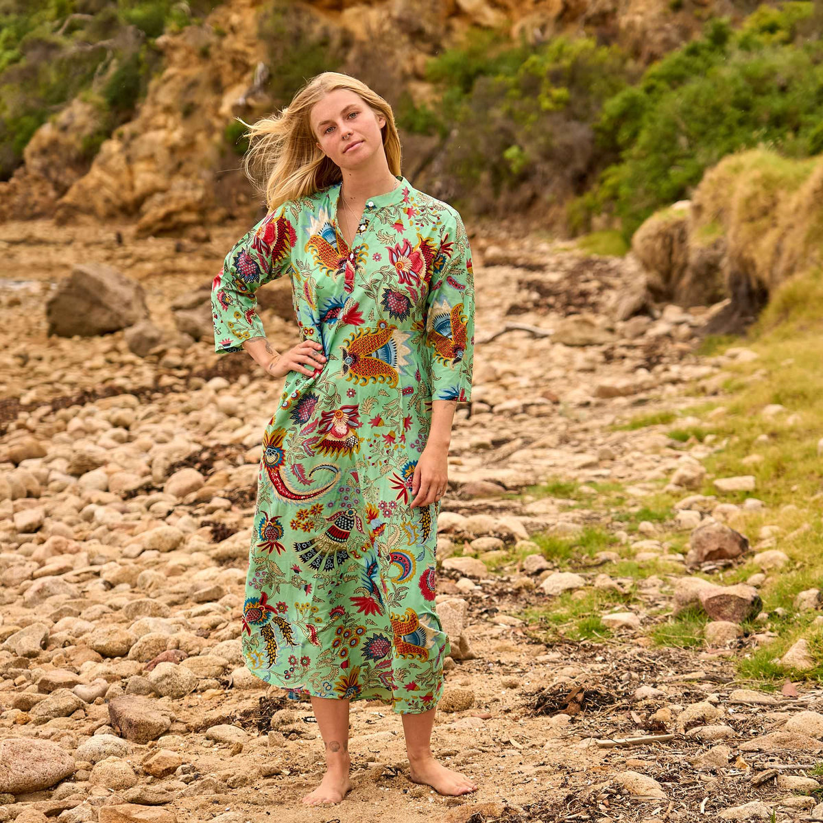 Sitara Vibrant Floral Cotton Maxi Dress – side view