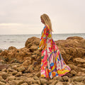 Zara Sunburst Abstract Cotton Maxi Dress – front view
