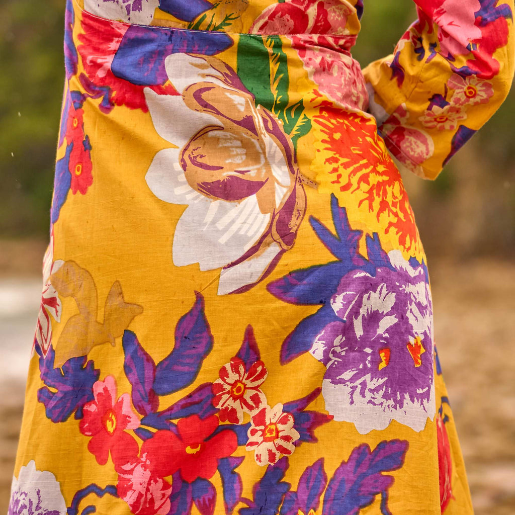 Tara Sunset Floral Cotton Maxi Dress – print detail