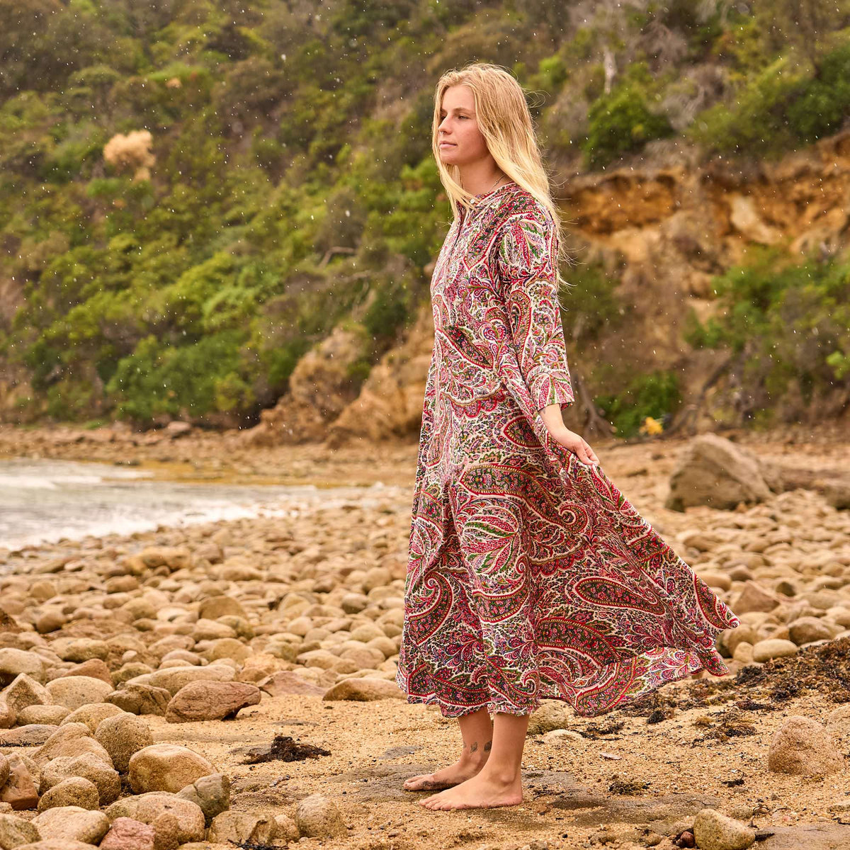 Trisha Floral Paisley Cotton Maxi Dress – back view