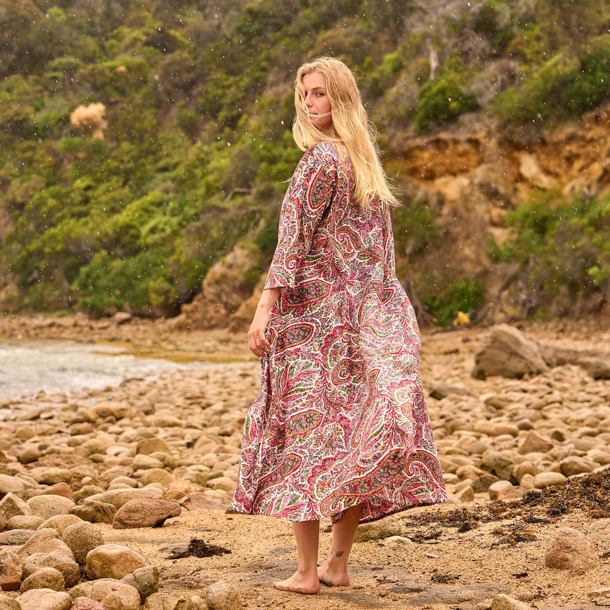 Trisha Floral Paisley Cotton Maxi Dress – front view