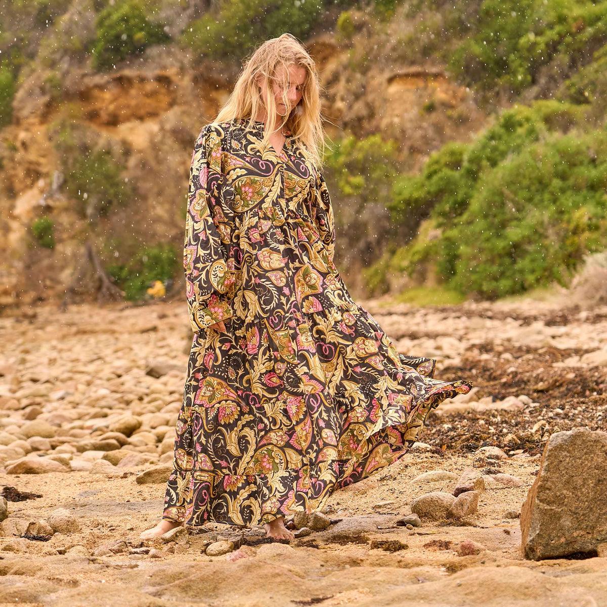 Zoya Woodland Bloom Cotton Maxi Dress – front view