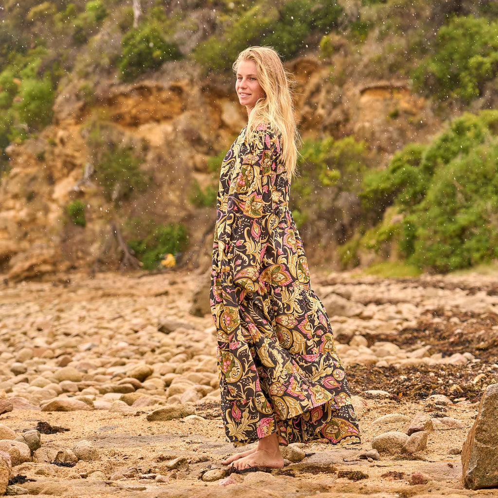 Zoya Woodland Bloom Cotton Maxi Dress – side view