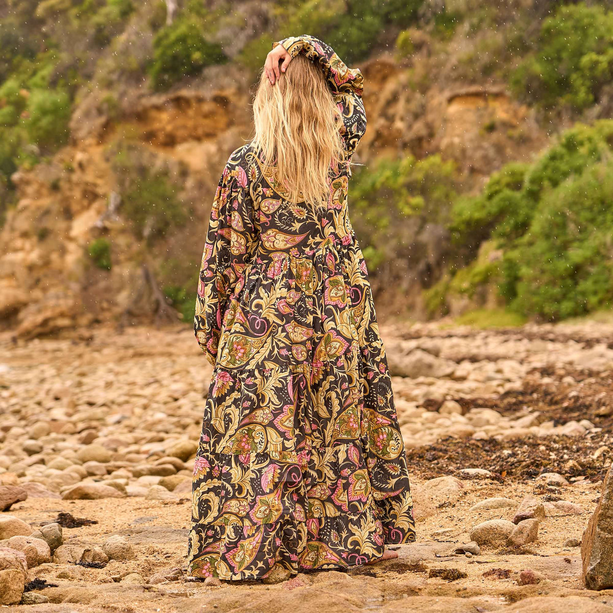 Zoya Woodland Bloom Cotton Maxi Dress – styled look