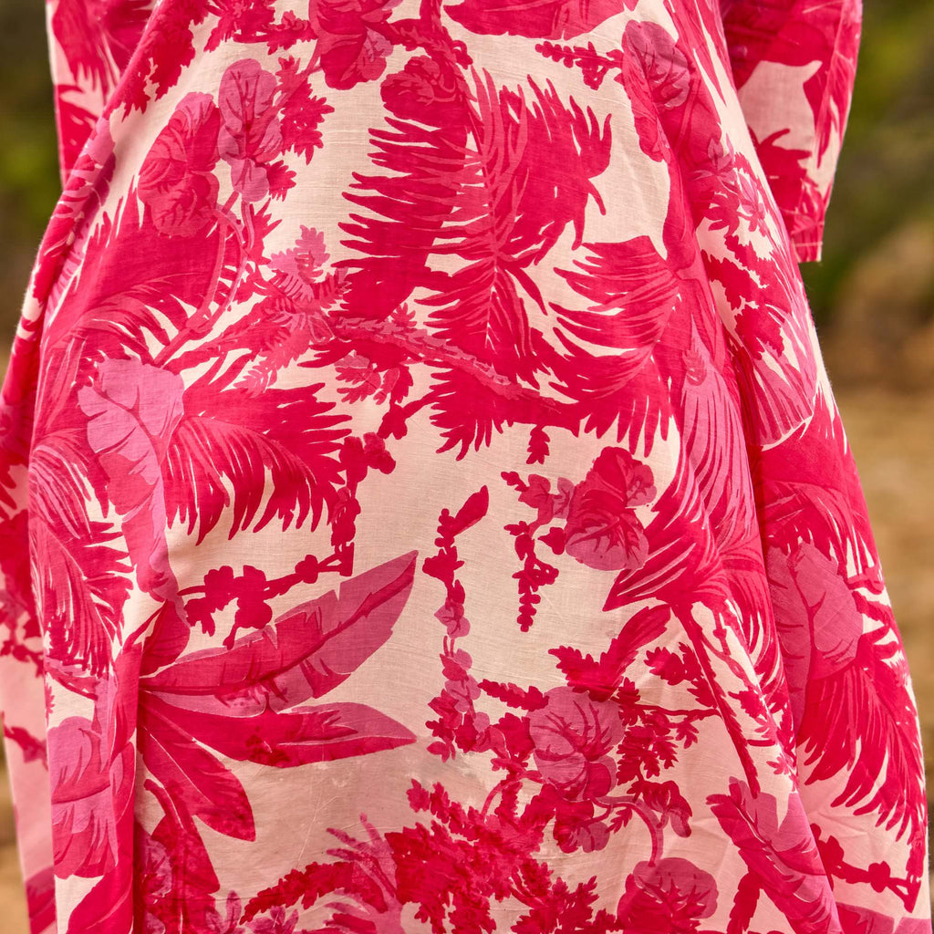 Vani Coral Tropical Cotton Maxi Dress – styled look