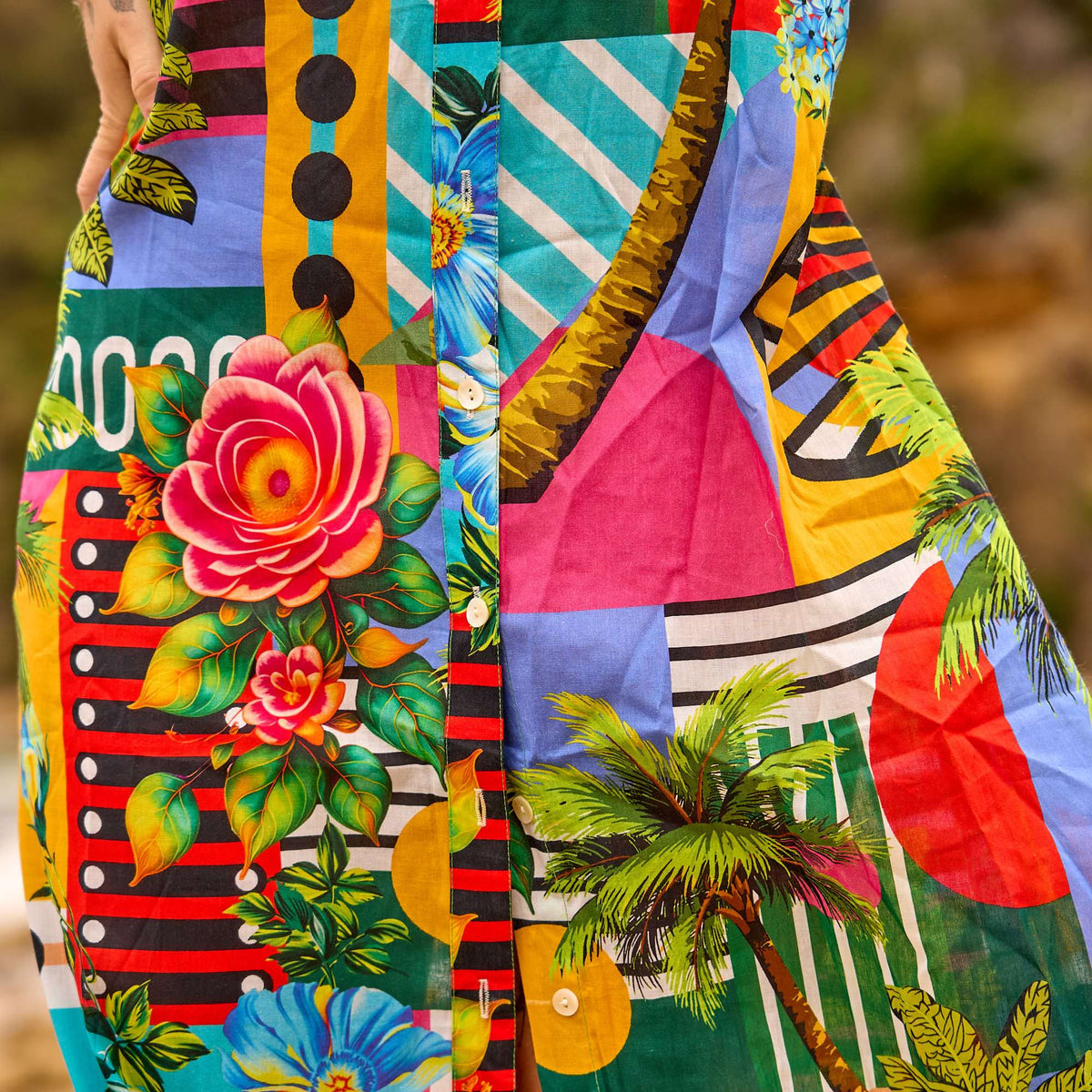 Pari Tropical Paradise Cotton Maxi Shirt Dress – styled look