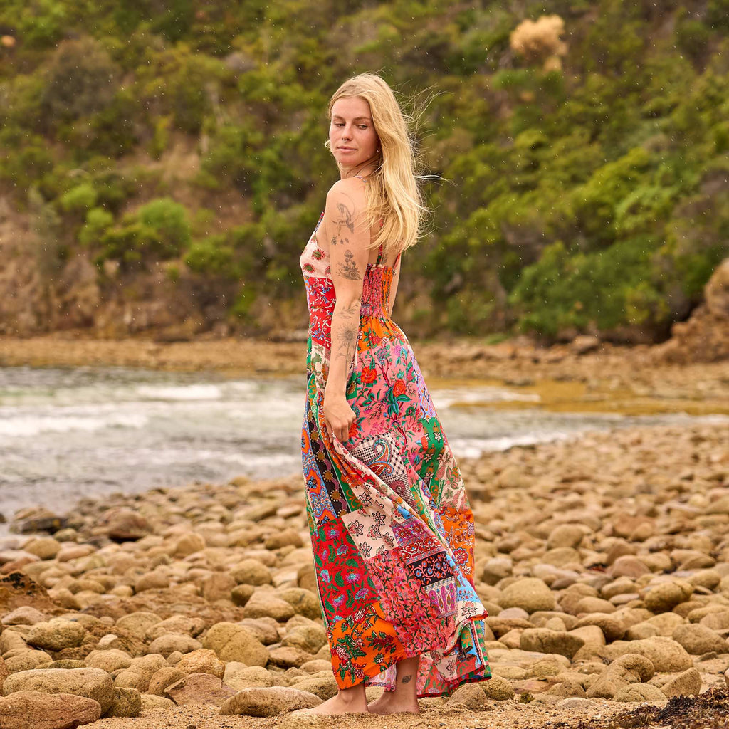 Ojasvi Boho Patchwork Cotton Maxi Dress – side view