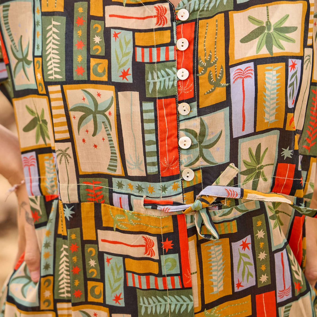 Rhea Boho Print Cotton Maxi Dress – styled look