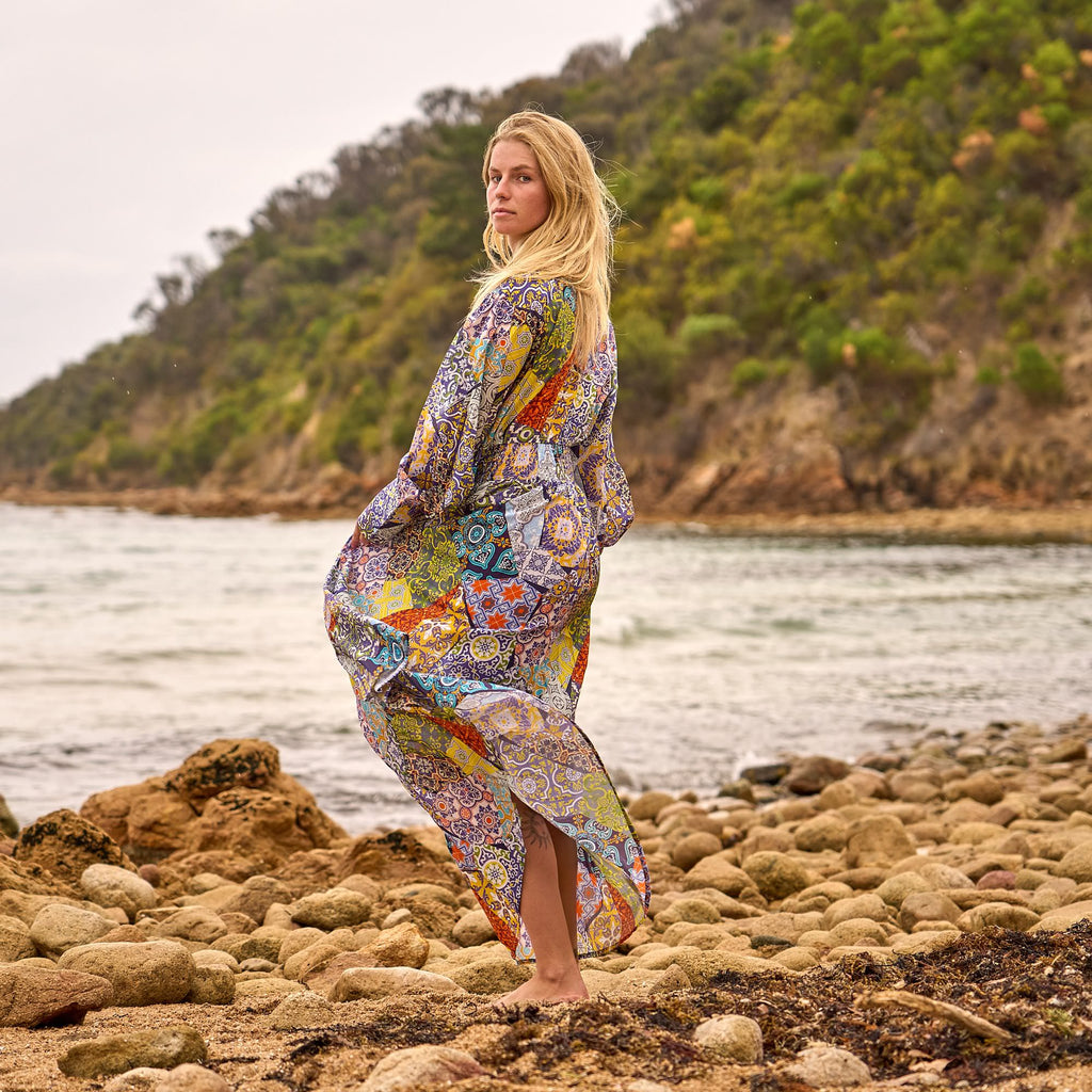 Nitya Vintage Patchwork Cotton Maxi Dress – back view