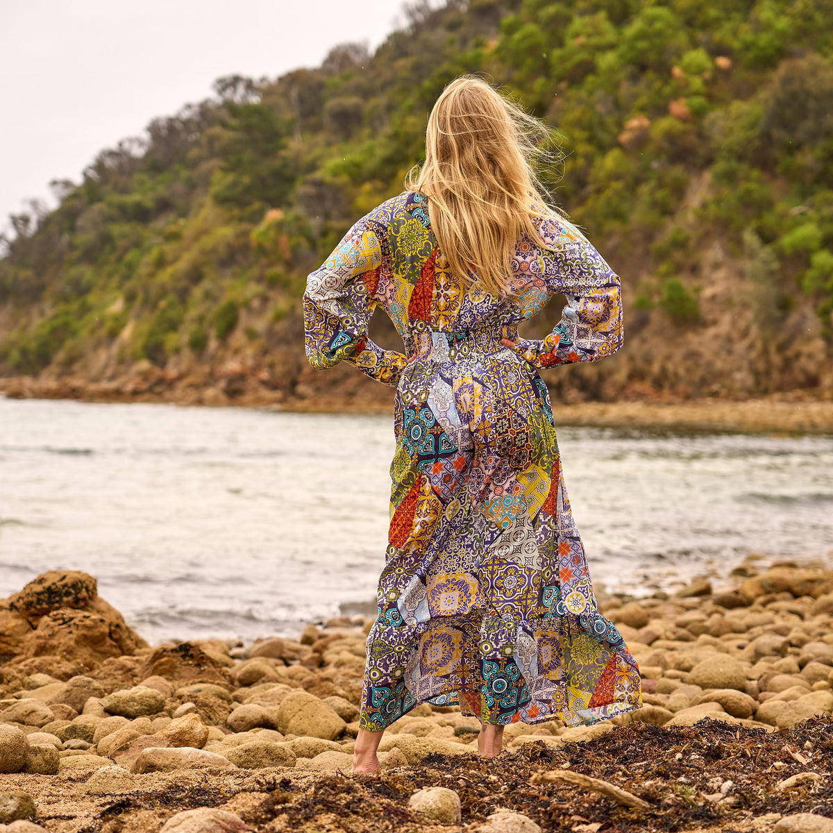 Nitya Vintage Patchwork Cotton Maxi Dress – print detail
