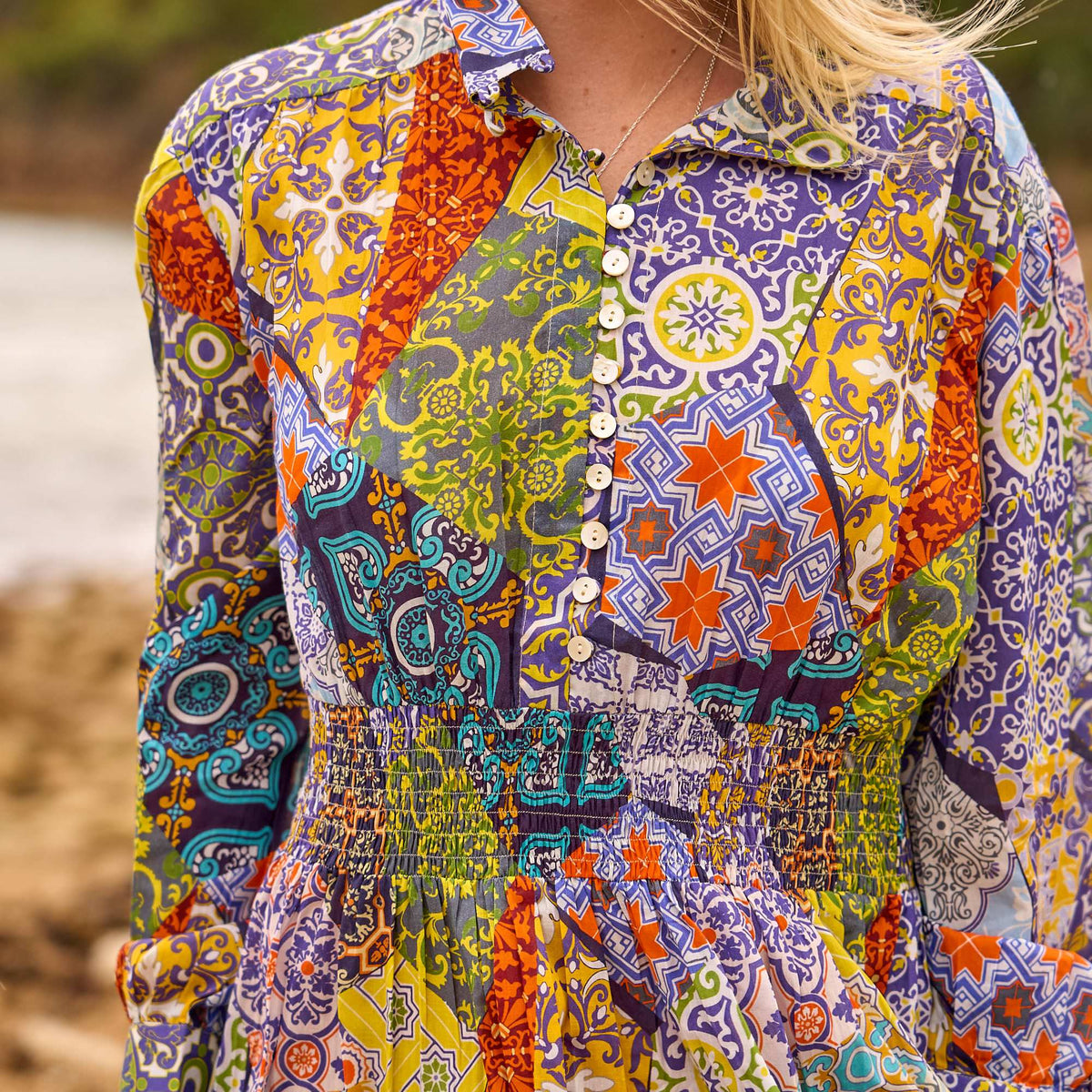 Nitya Vintage Patchwork Cotton Maxi Dress – styled look