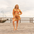 Santra Orange Cotton Maxi Shirt Dress – front view