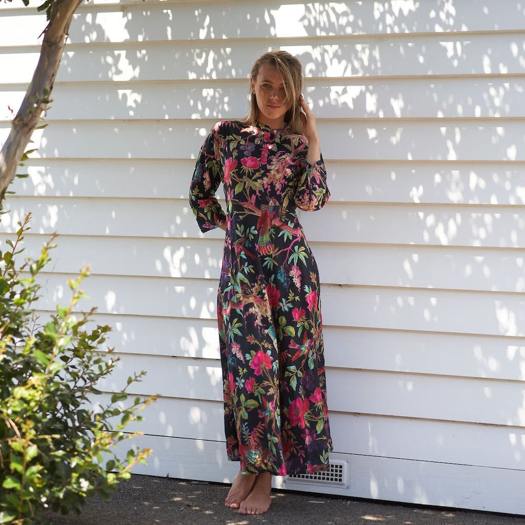 Sia Tropical Treasure Cotton Wrap Maxi Dress – close-up