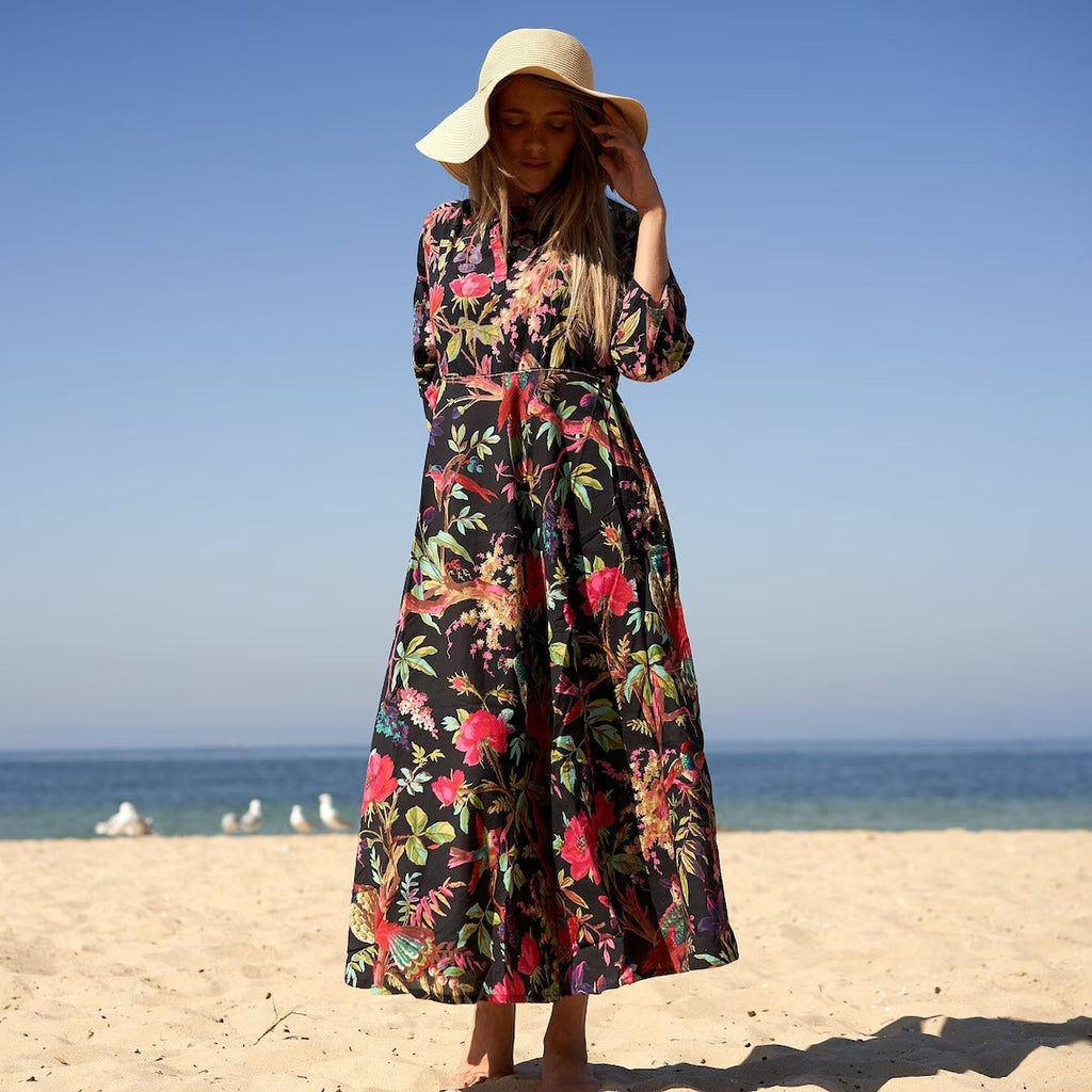 Sia Tropical Treasure Cotton Wrap Maxi Dress – back view