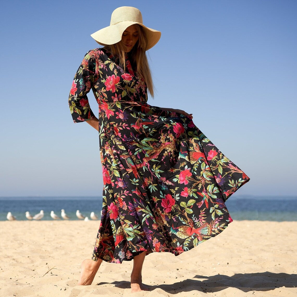 Sia Tropical Treasure Cotton Wrap Maxi Dress – side view