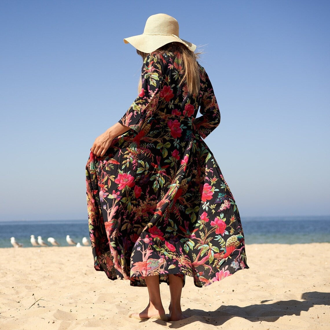 Sia Tropical Treasure Cotton Wrap Maxi Dress – front view