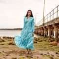 Amara Indigo Bloom Cotton Maxi Dress – front view