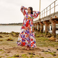 Avani Sunset Garden Cotton Long Sleeve Maxi Dress – front view