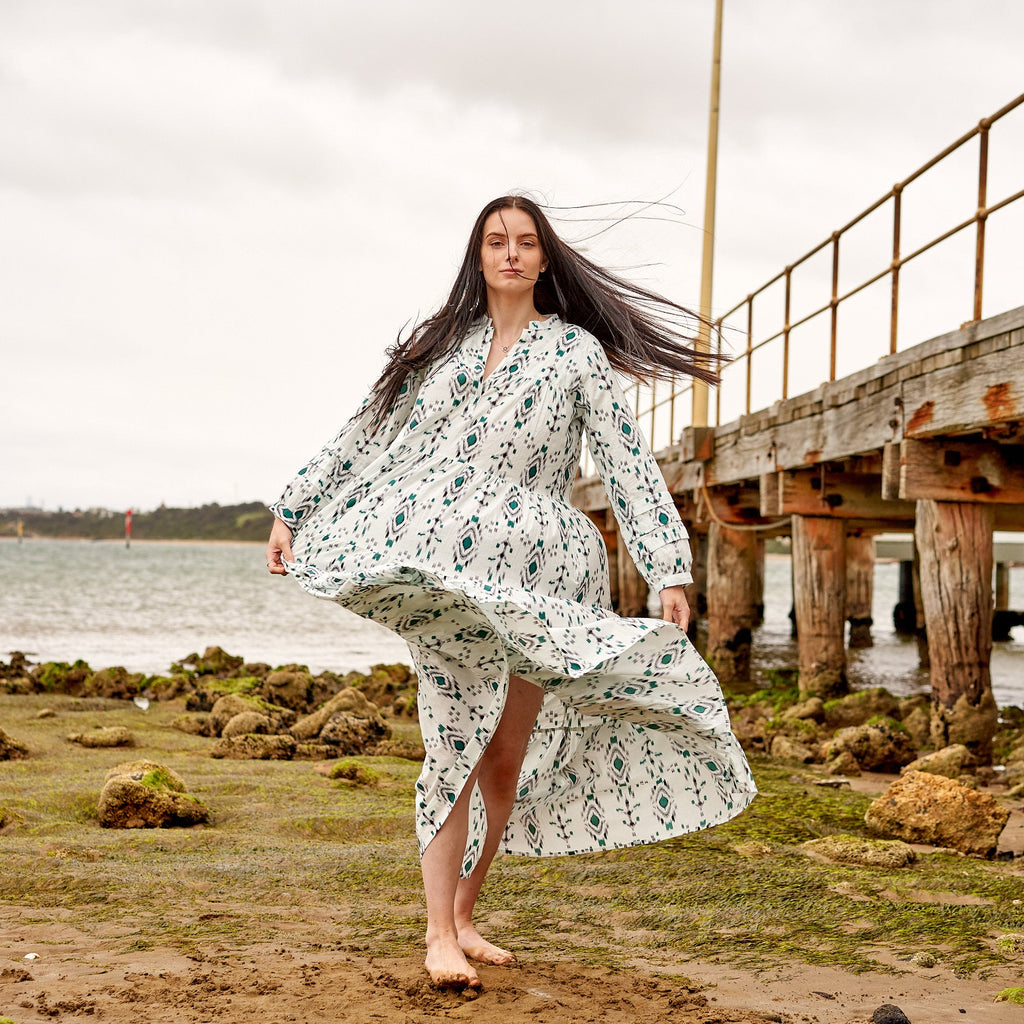 Madhavi Boho Bloom Cotton Maxi Dress – side view