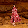 Aanya Red Blossom Cotton Long Sleeve Maxi Dress – front view