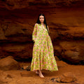 Ila Marigold Floral Cotton Maxi Dress – front view