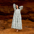 Leela Mint Botanical Cotton Maxi Dress – front view
