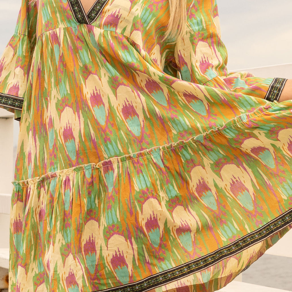 Mayuri Peacock Cotton Maxi Dress – side view