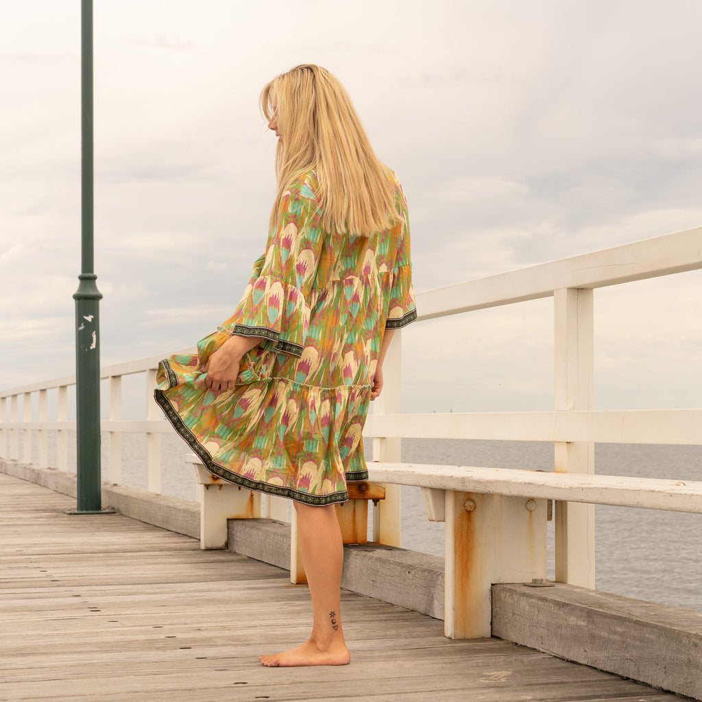 Mayuri Peacock Cotton Maxi Dress – print detail