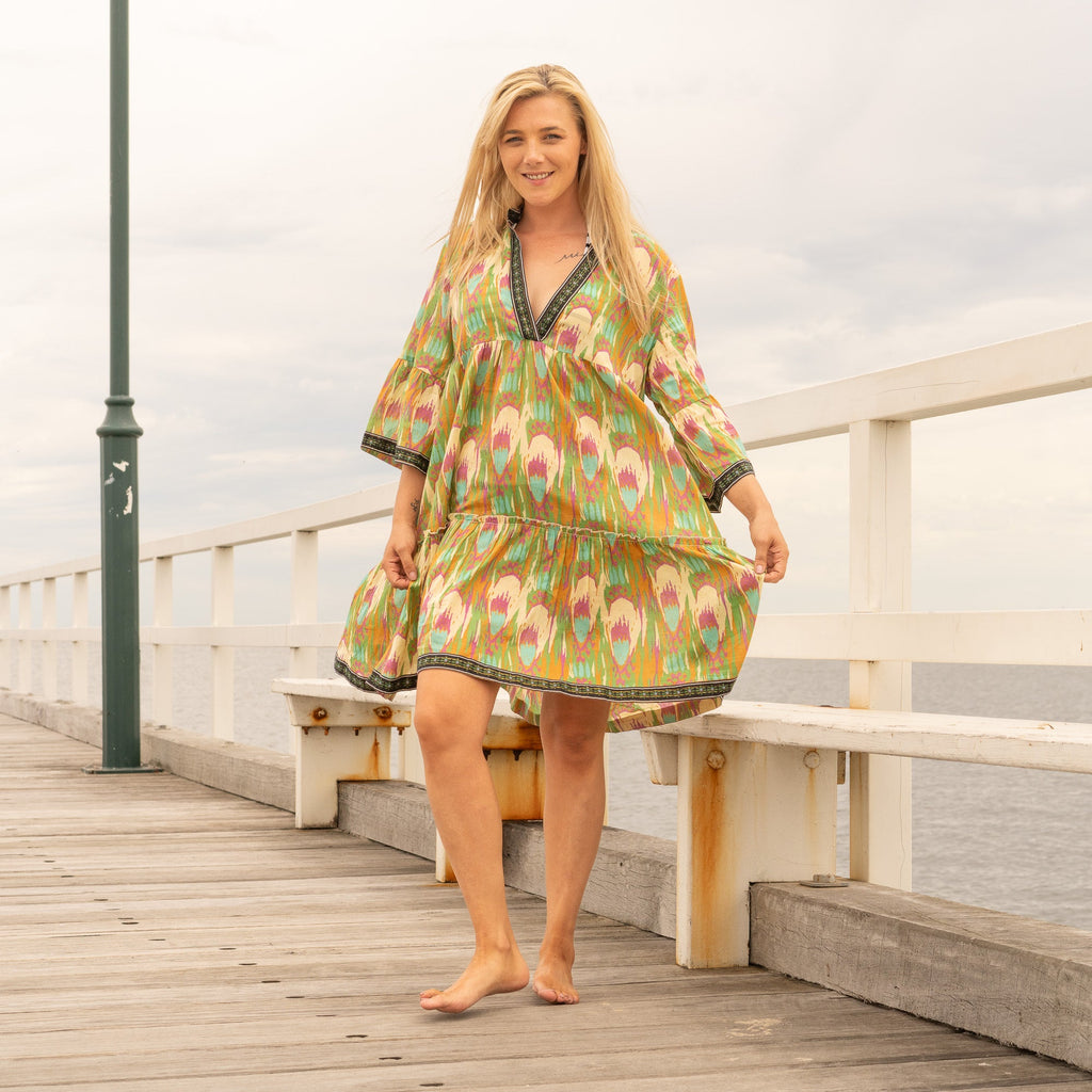 Mayuri Peacock Cotton Maxi Dress – front view
