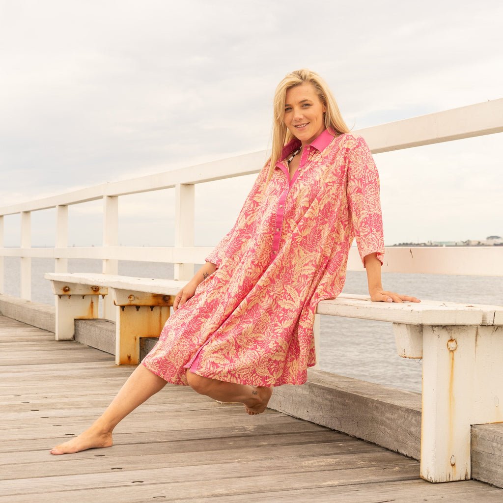 Aashi Tropical Paradise Cotton Maxi Dress – print detail