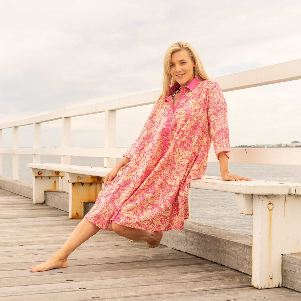 Aashi Tropical Paradise Cotton Maxi Dress – print detail