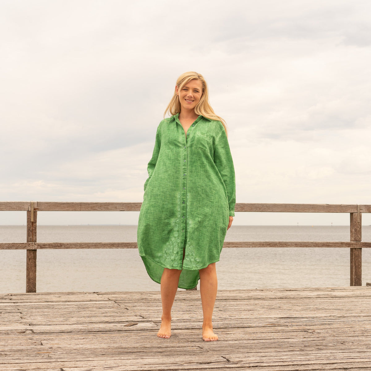Gulab Budding Floral Cotton Maxi Shirt Dress – styled look