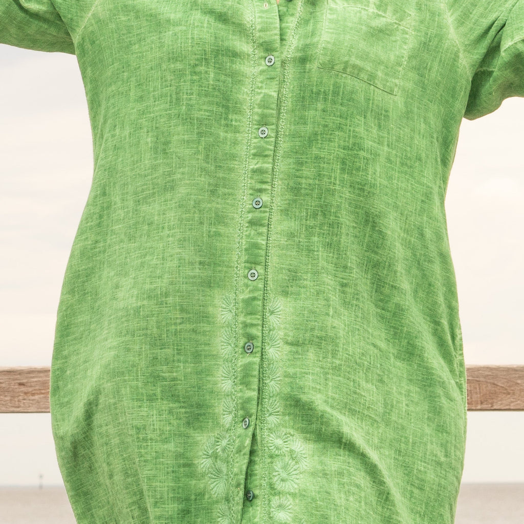 Gulab Budding Floral Cotton Maxi Shirt Dress – side view