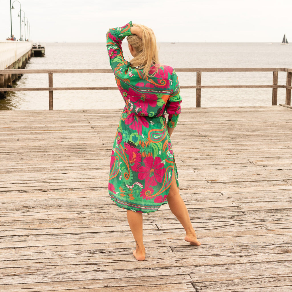 Mehek Garden Blossom Cotton Midi Dress – side view