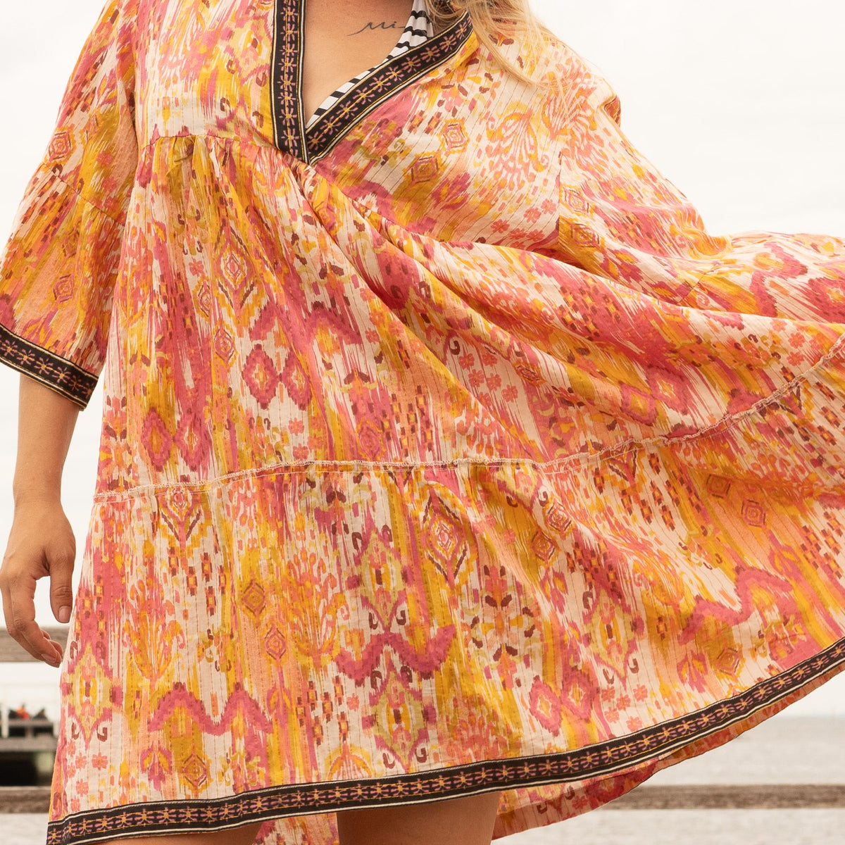 Mridula Boho Sunrise Cotton Midi Dress – side view