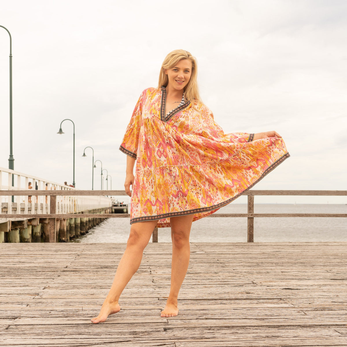 Mridula Boho Sunrise Cotton Midi Dress – front view