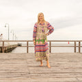 Anvi Purple Patchwork Floral Cotton Maxi Dress – front view