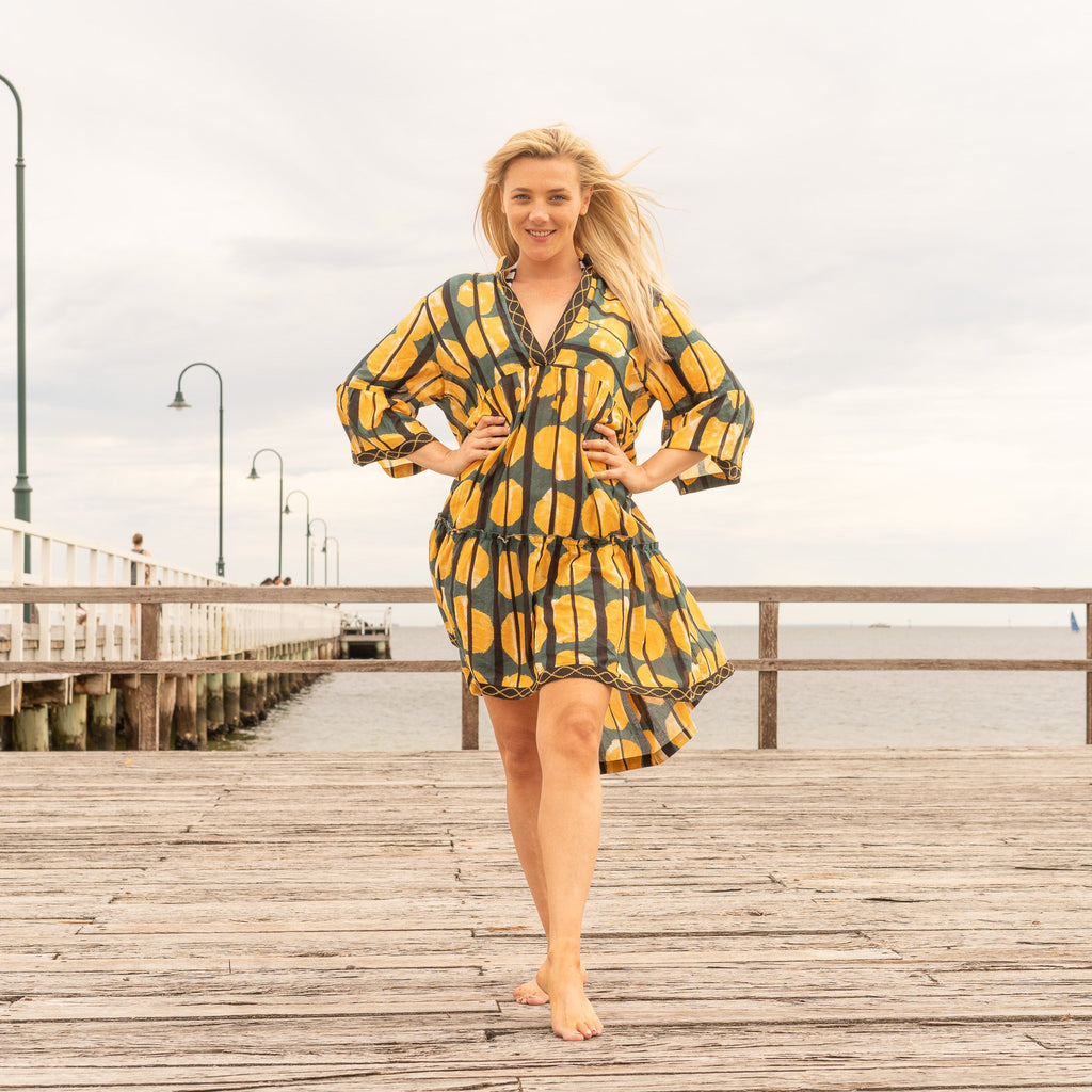 Pankhi Feather Cotton Midi Dress – front view