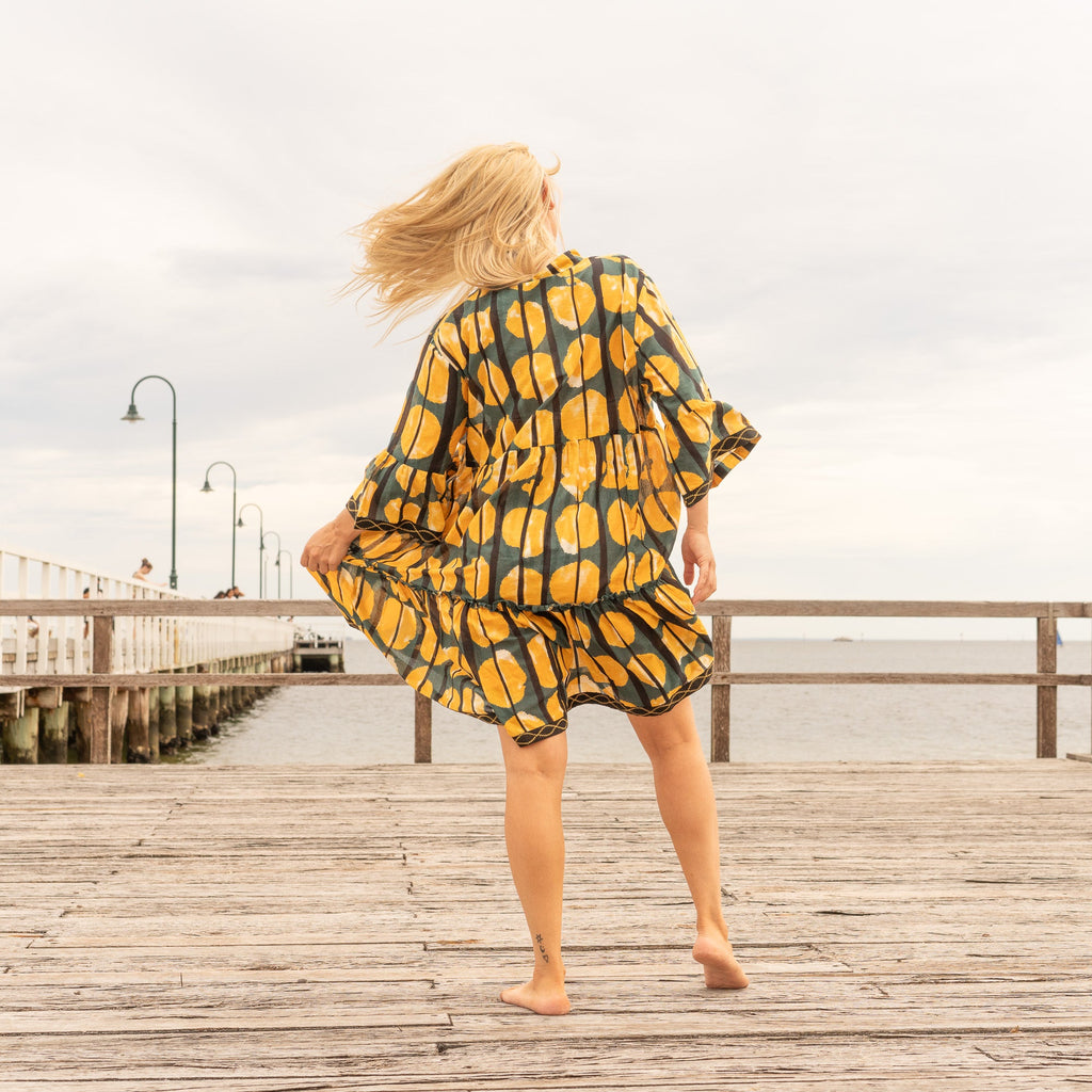 Pankhi Feather Cotton Midi Dress – styled look