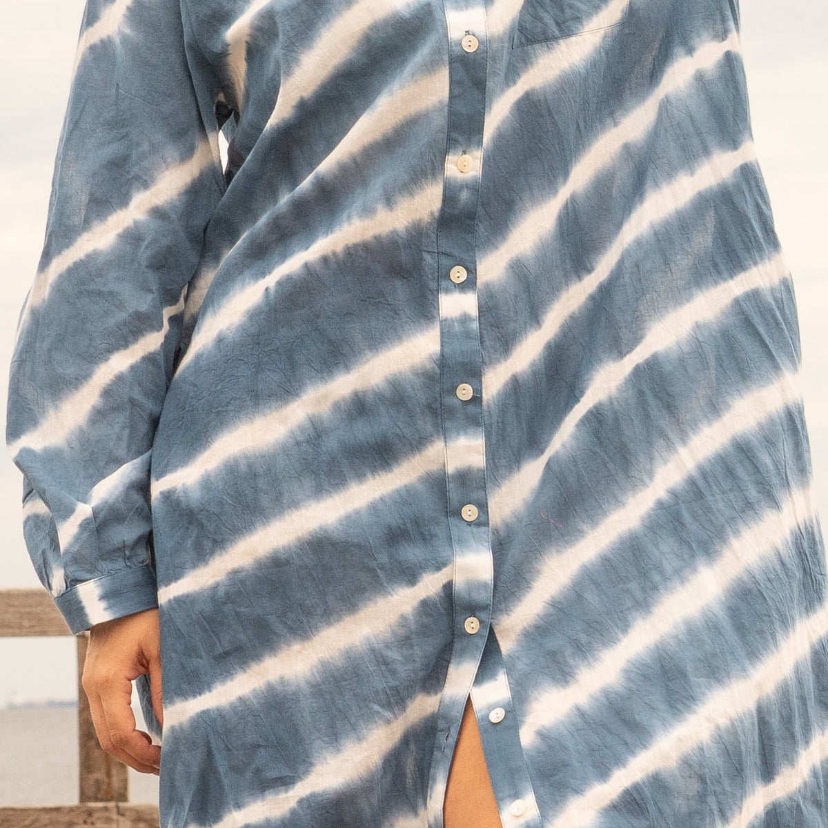 Ekta Indigo Cotton Maxi Shirt Dress – back view