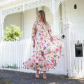 Shreya Sea Floral Cotton Wrap Maxi Dress – front view